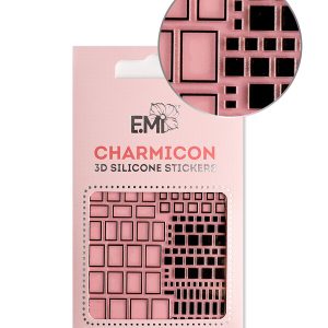 Charmicon 3D Silicone Stickers #160 Squares Black