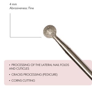 Dimanta frēze,Ball-Shaped Diamond Coated Rotary File, 4 mm,smalks abrazīvs