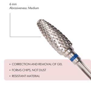 Metāla karbīda frēzes uzgalis,Corn-shaped Carbide Rotary File, 6 mm, M,vidējais abrazīvs