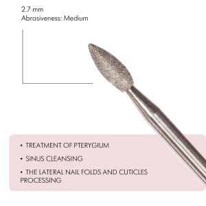 Dimanta frēze, Drop-shaped diamond coated rotary file 2.7 mm, M vidējais abrazīvs