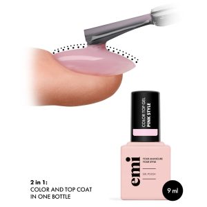 Tops EMI E.MiLac Color Top gel Pink Style, 9 ml, pienaini rozā bez lipīgā slāņa