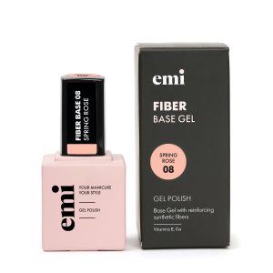 Fiber Base Gel Spring Rose #8 EMI , 15 ml gēllakas bāze bēšā ar mirdzumu