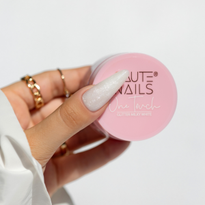 Gēls modelēšanai One Touch Glitter Milky White 30g, Saute Nails kamuflāžas gēls