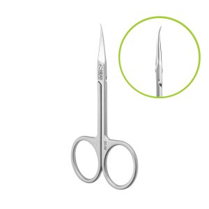 Kutikulas šķēres ar noapaļoto galu, SX-701  L-96 mm, asmeņi 21 mm, āķa formas gals